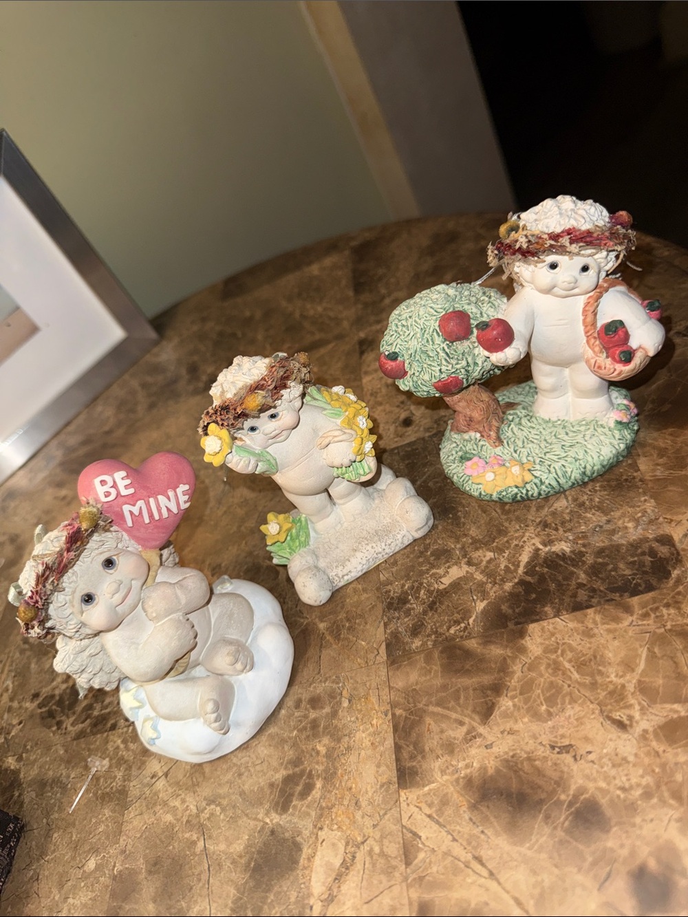 Lot of 3 Dreamsicles Vintage Cherub Figurines apple,  cancer society,  be mine